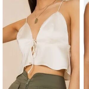 Silk Tie-Front Crop Top
